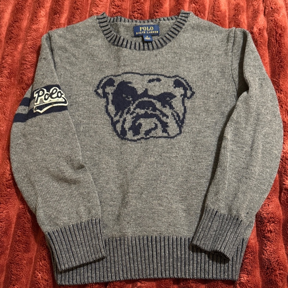 Polo by Ralph Lauren Gray and Navy Bulldog Sweater